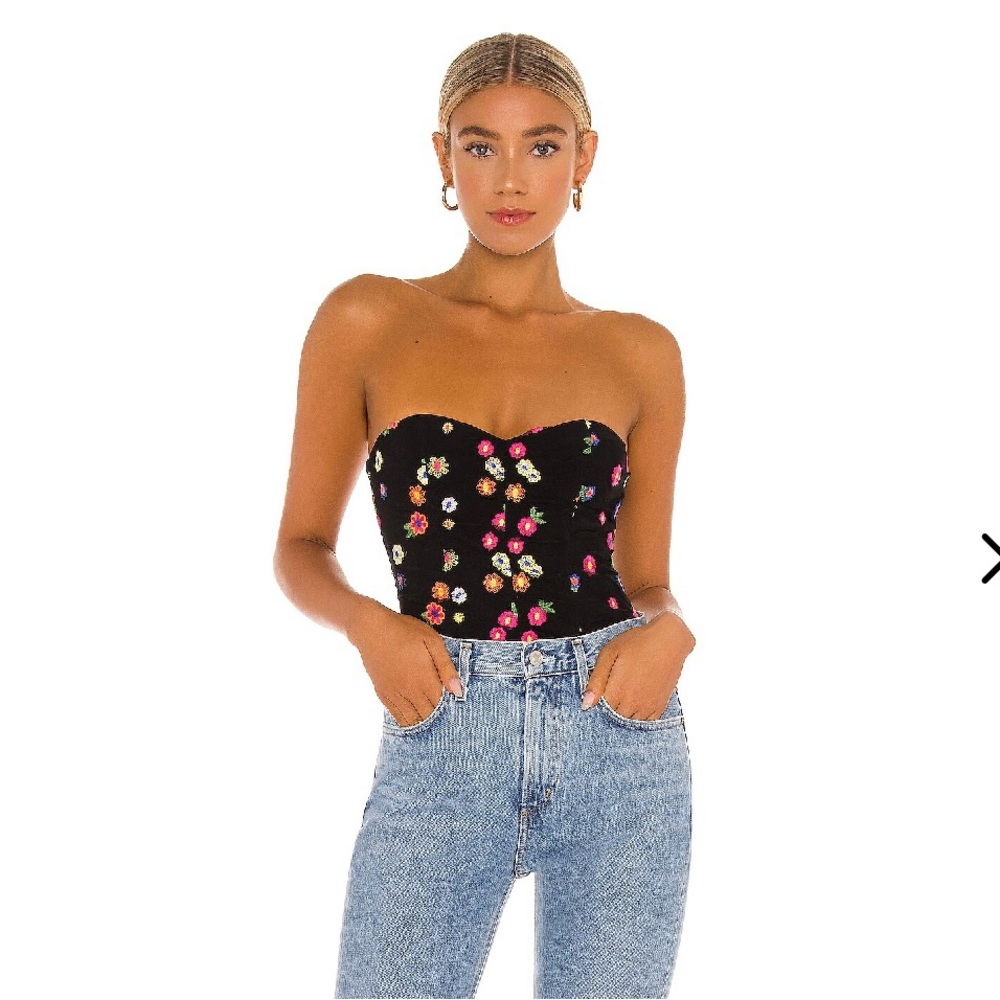 Lovers and friends black and floral bodysuit